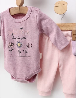 Set 4 piese bebe, Blossom, roz-prafuit