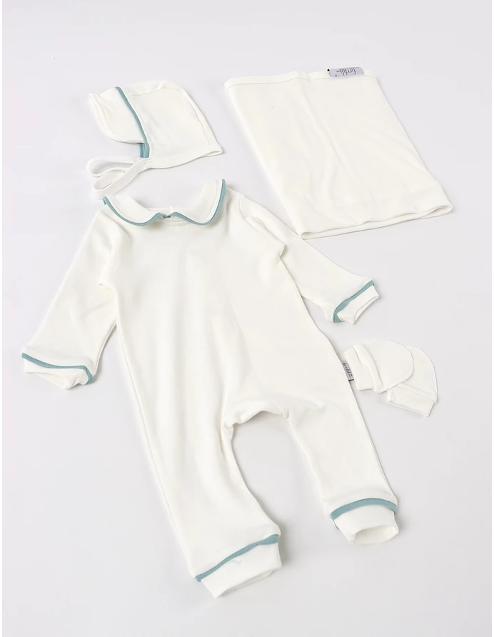 Set 4 piese bebe Kriss, model alb-verde picture - 4