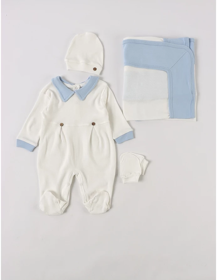 Set 4 piese bebe Laures, model alb-bleu picture - 3