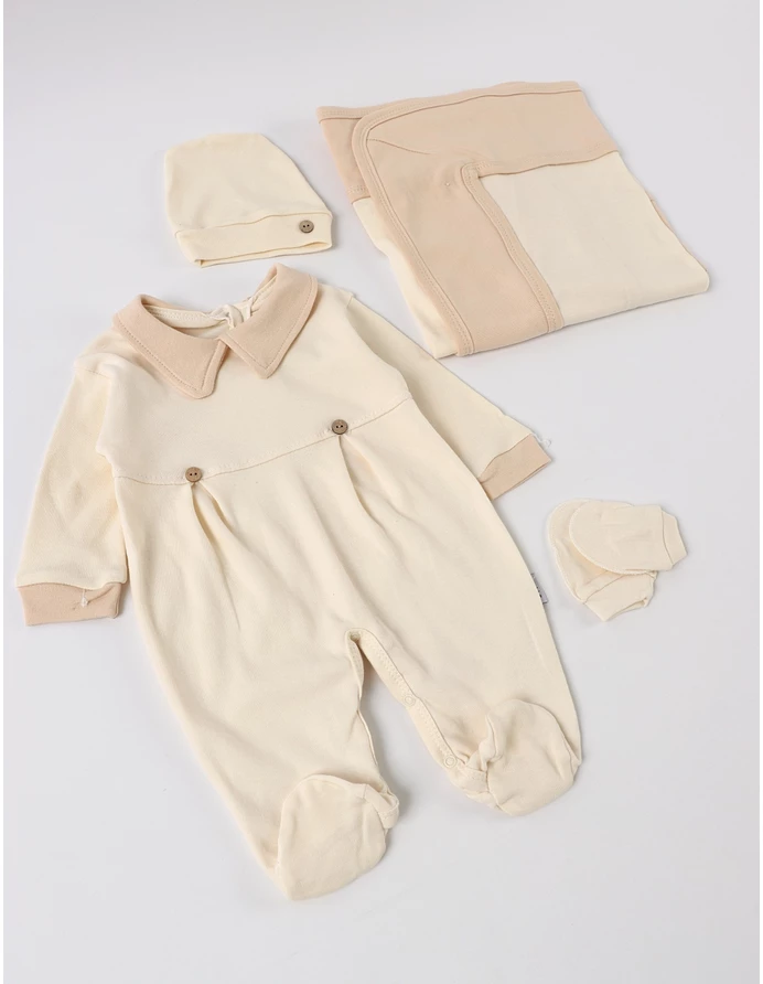 Set 4 piese bebe Laures, model crem-maro picture - 4