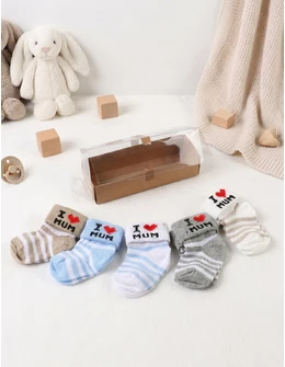 Set 5 perechi sosete I Love Mum, colors
