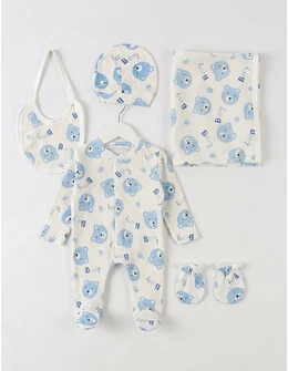 Set 5 piese Baby Bear, alb-blue