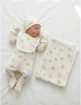 Set 5 piese Baby Star, alb-bej