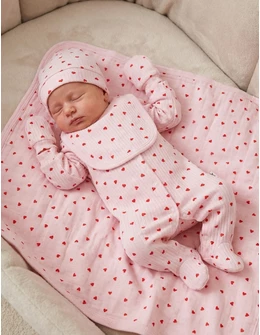 Set 5 piese bebe, Inimioare, roz-rosu