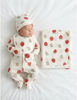 Set 5 piese Capsunele, alb-rosu