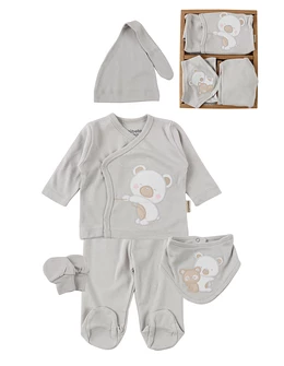 Set 5 piese, pentru bebelusi, Bear Play, cu gri