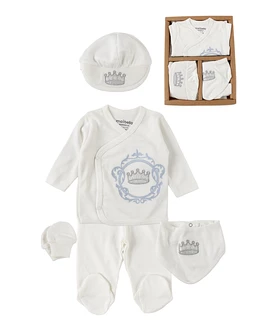 Set 5 piese, pentru bebelusi, Print, alb 50 (0 luni)