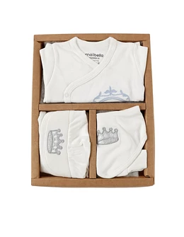 Set 5 piese, pentru bebelusi, Print, alb