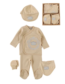 Set 5 piese, pentru bebelusi, Print, bej