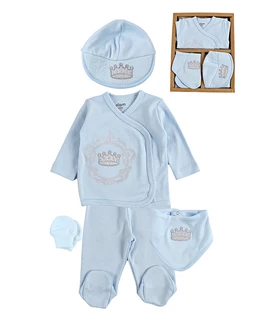 Set 5 piese, pentru bebelusi, Print, blue