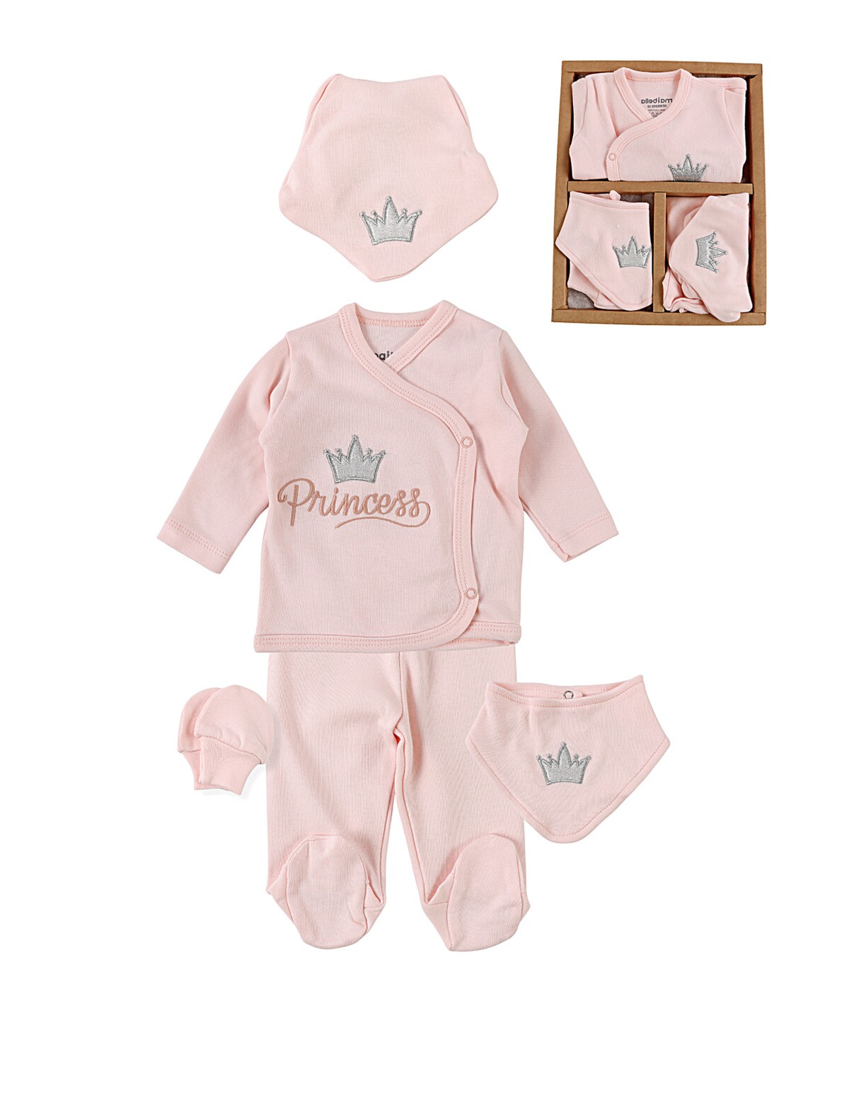 Set 5 piese, pentru bebelusi, Printesa, corai