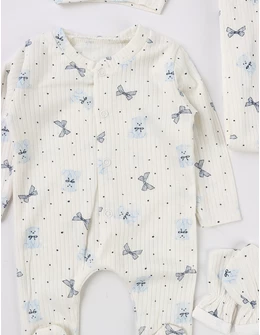 Set 5 piese Toy Bear, alb-blue