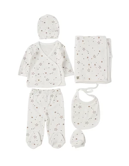 Set 6 piese bebe, Stelute, alb
