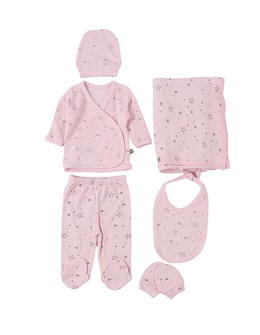 Set 6 piese bebe, Stelute, roz