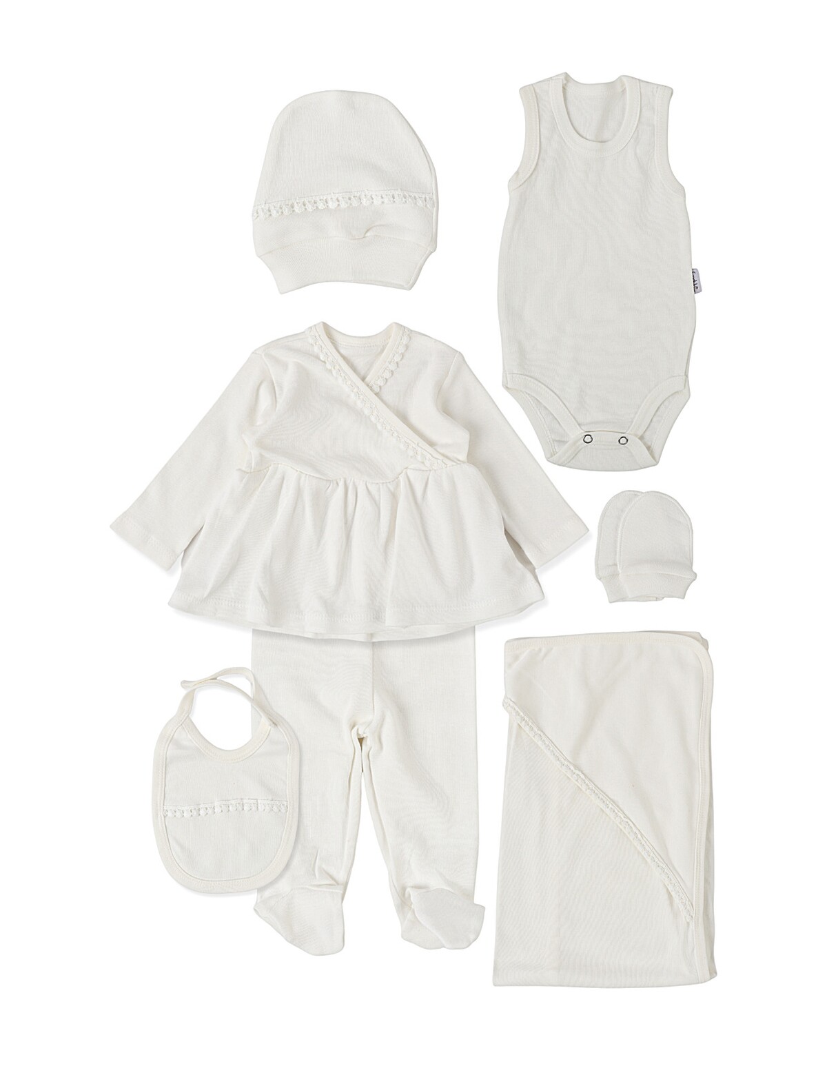 Set 7 piese, Bebe Girl, model alb