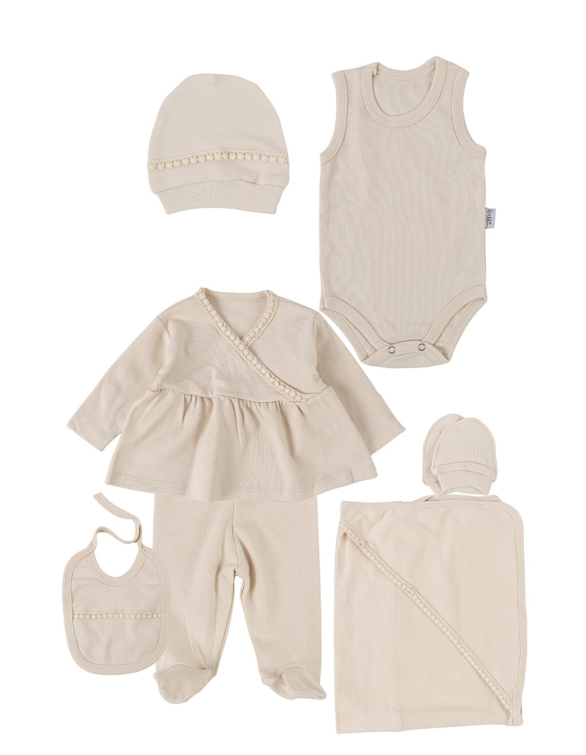 Set 7 piese, Bebe Girl, model crem