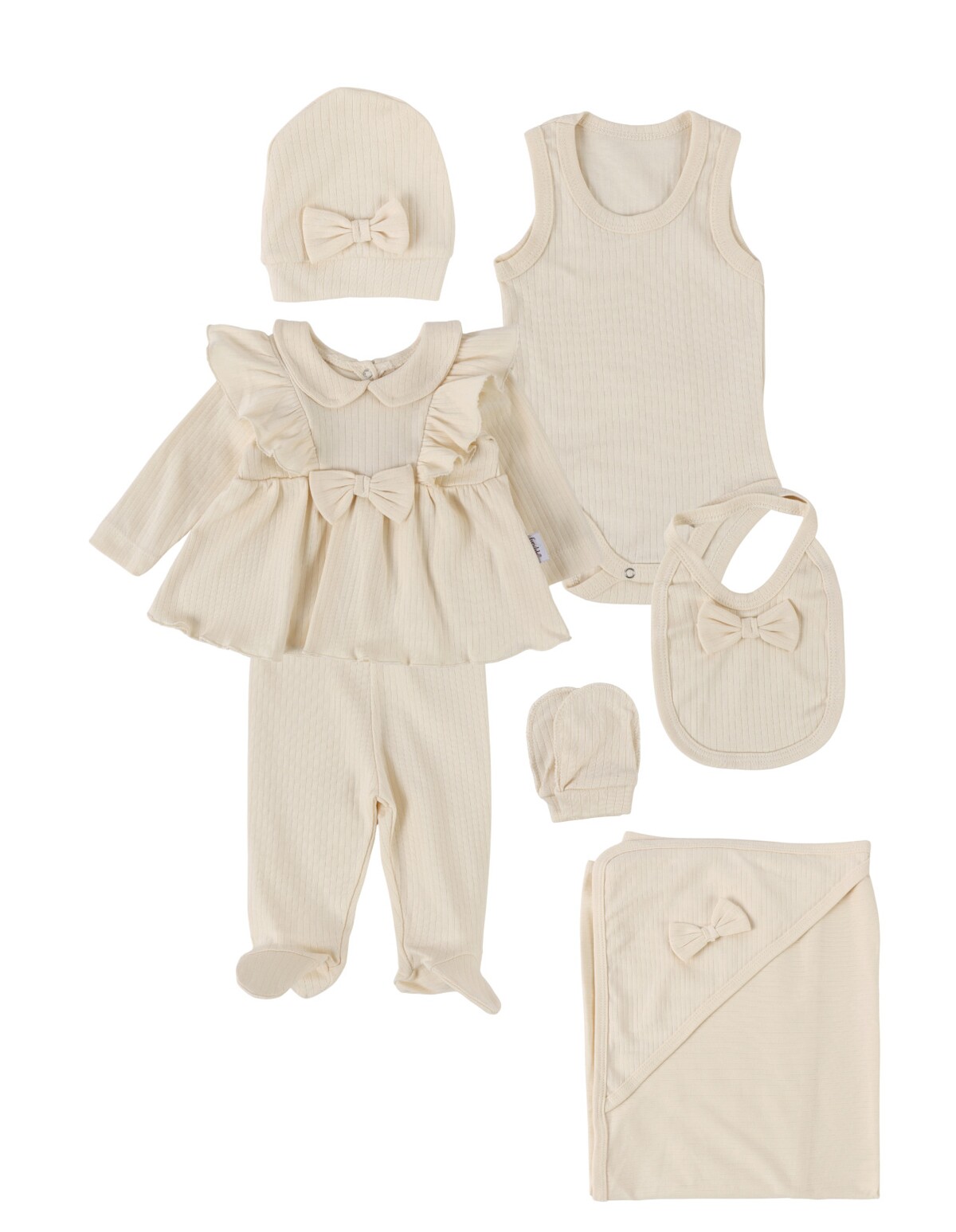 Set 7 piese pentru bebelusi, model crem