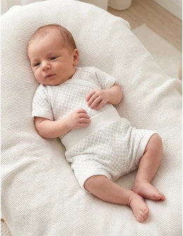 Set baby-summer 2 piese ecru cerculete