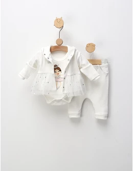 Set balerina 3 piese alb