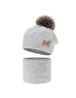 Set bareta cu fular circular Genua gri