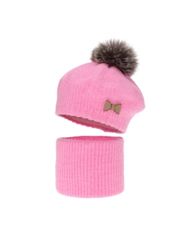 Set bareta cu fular circular Genua roz