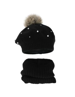 Set bareta cu fular circular Jeanette negru