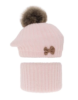 Set bareta cu fular circular Polinezja roz deschis