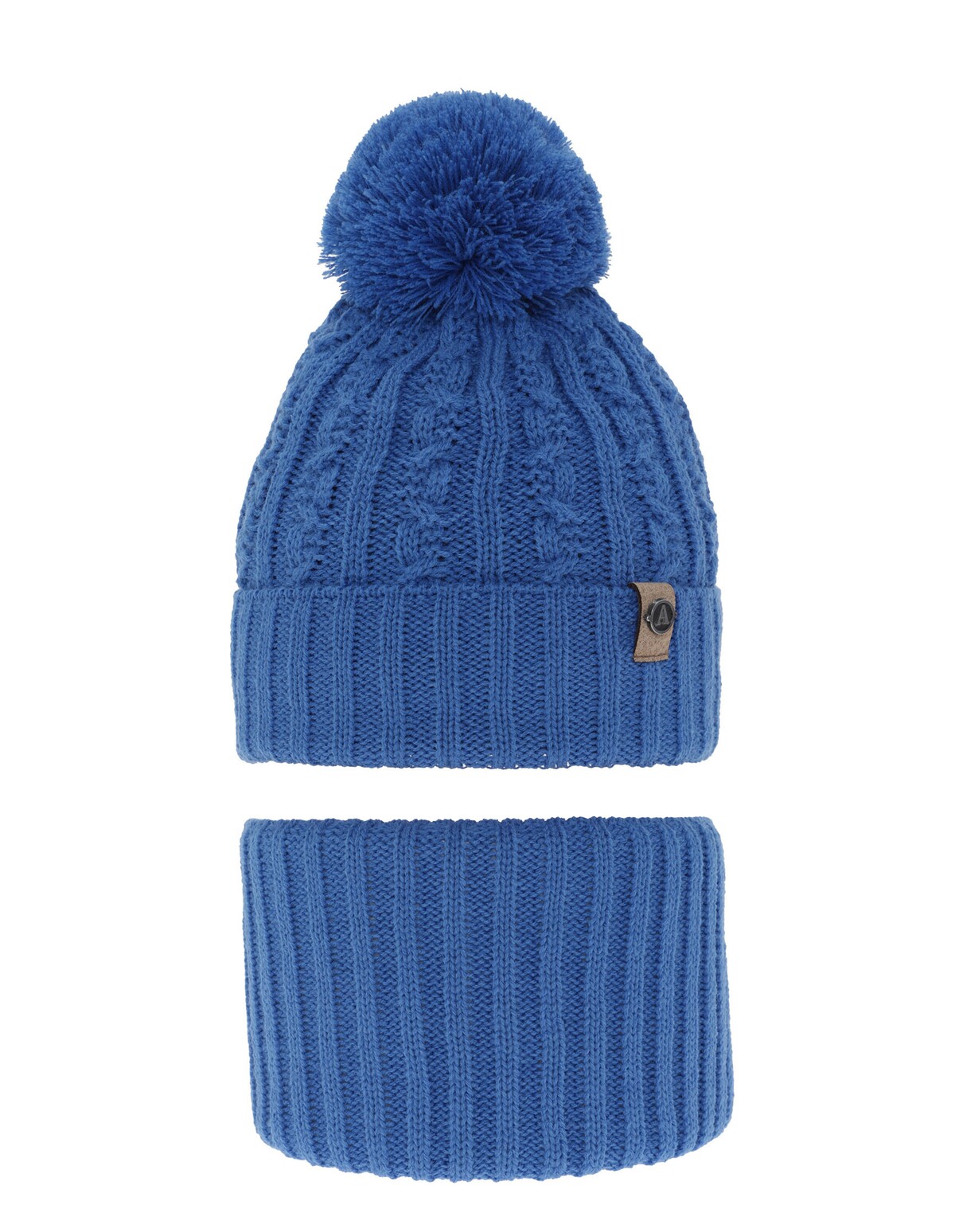 Set caciula cu burlan Almond albastru