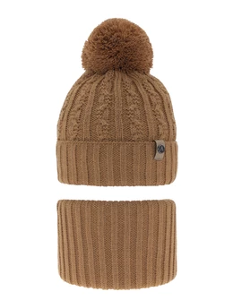 Set caciula cu burlan Almond maro