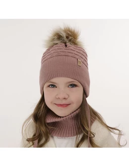 Set caciula cu burlan Egeria roz prafuit