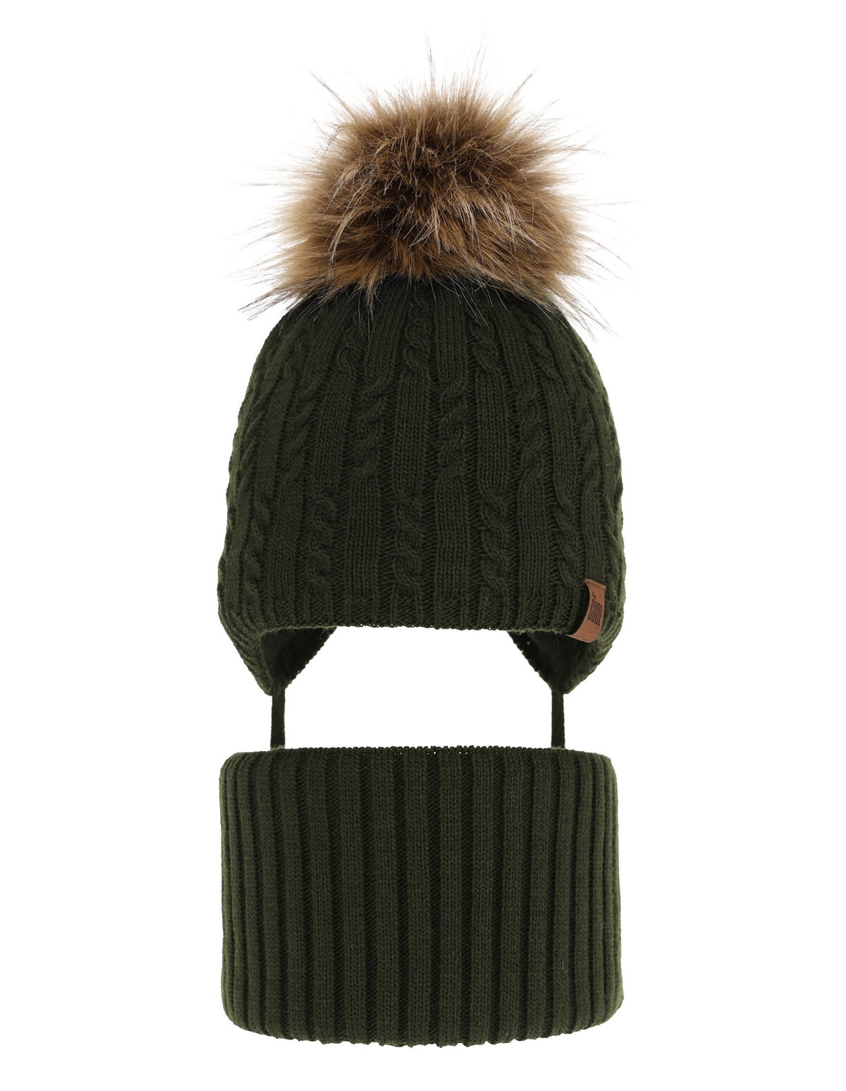 Set caciula cu burlan Indigo kaki