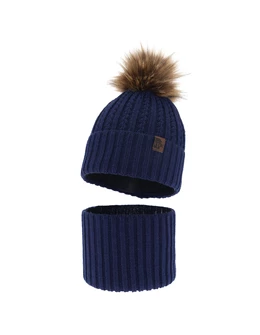 Set caciula cu burlan Lars albastru marin