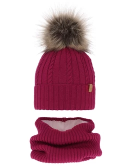 Set caciula cu burlan MERINOS Mirabel burgundy