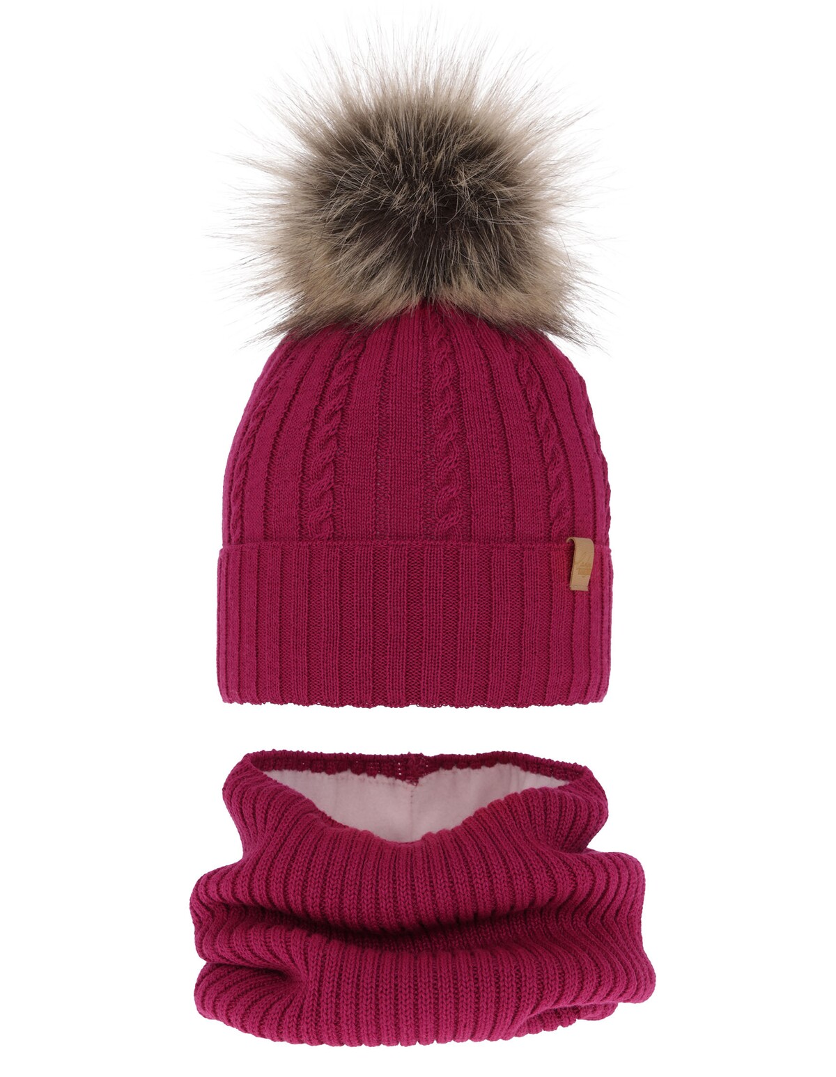 Set caciula cu burlan MERINOS Mirabel burgundy