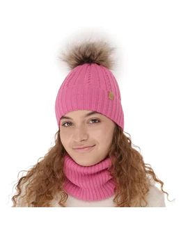 Set caciula cu burlan MERINOS Mirabel burgundy