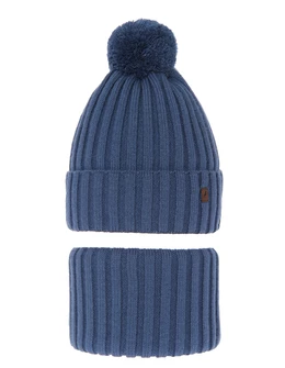 Set caciula cu burlan Wiliam albastru inchis