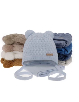 Set caciula cu fular Franki albastru