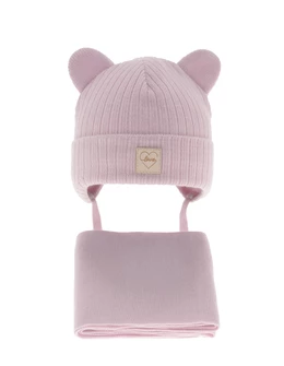 Set caciula cu fular Antola roz deschis