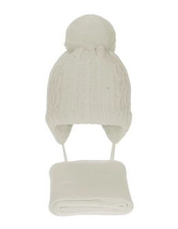 Set caciula cu fular Candy ecru