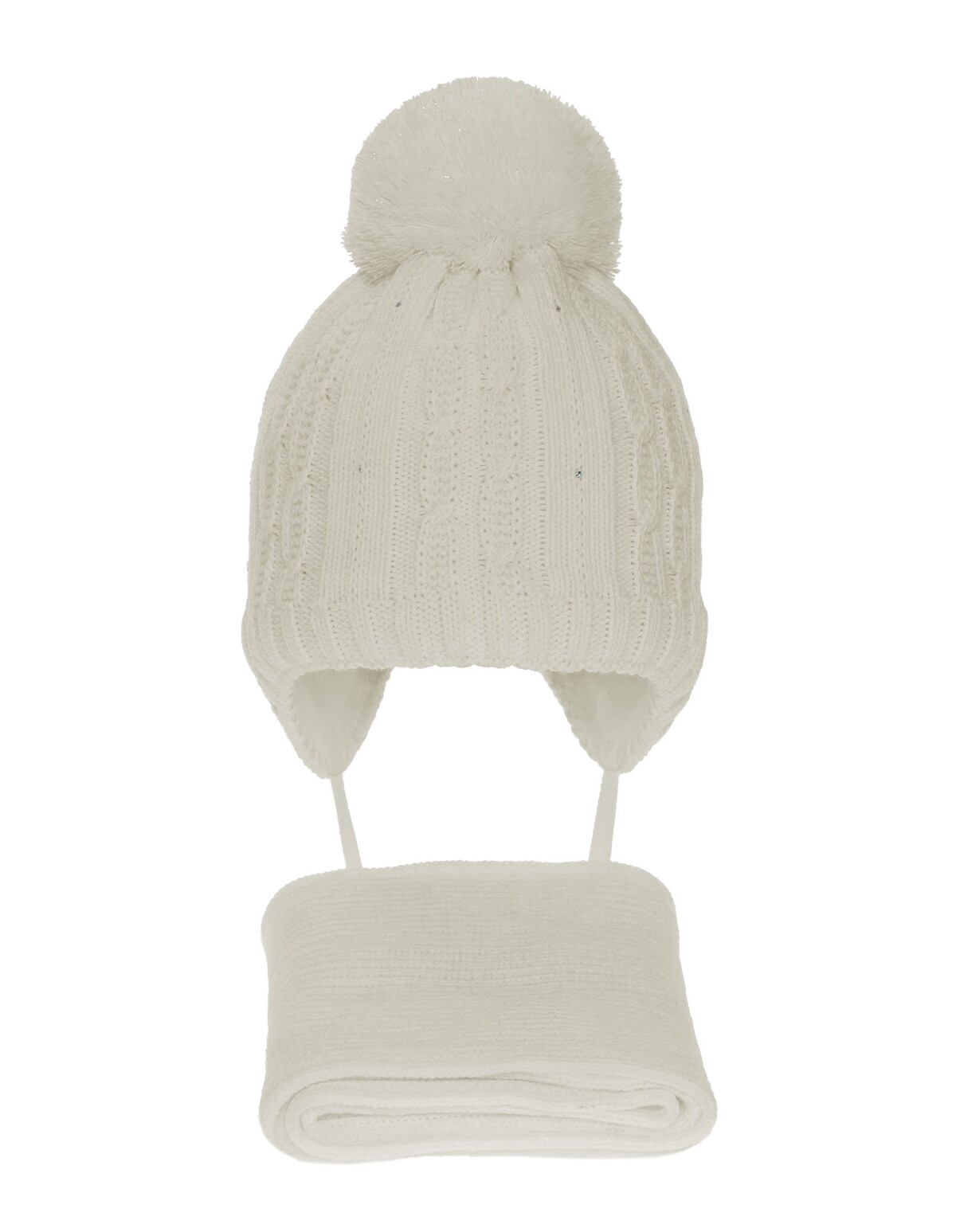 Set caciula cu fular Candy ecru