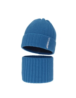 Set caciula cu fular circular Balaton albastru