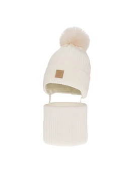 Set caciula cu fular circular Betty ecru