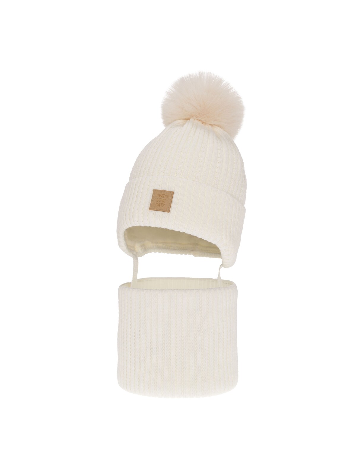 Set caciula cu fular circular Betty ecru