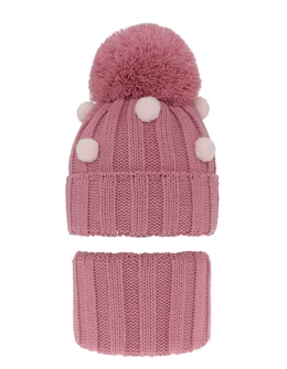 Set caciula cu fular circular Hekate roz aprins