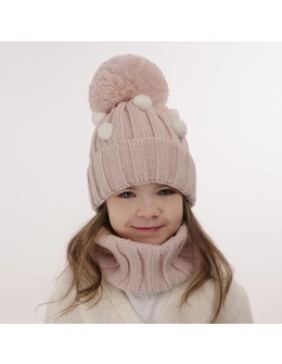 Set caciula cu fular circular Hekate roz aprins