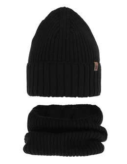 Set caciula cu fular circular Merinos Metis negru