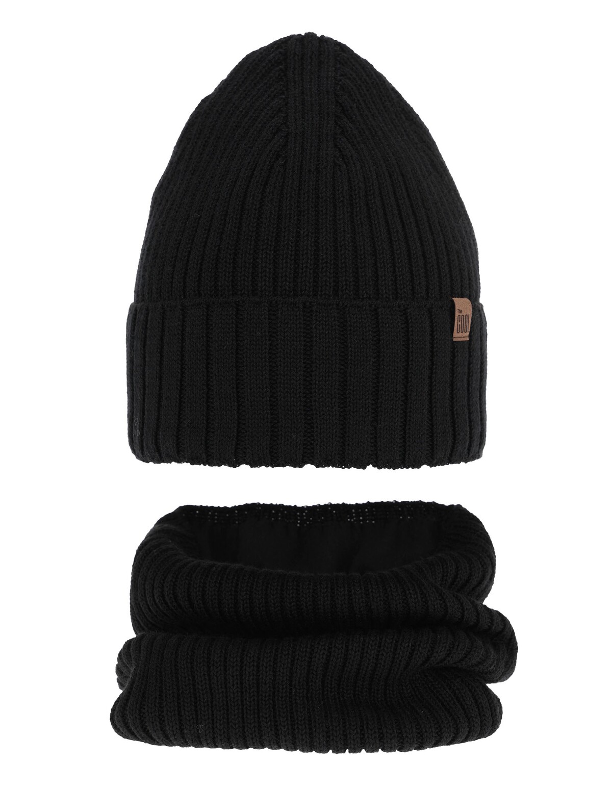 Set caciula cu fular circular Merinos Metis negru
