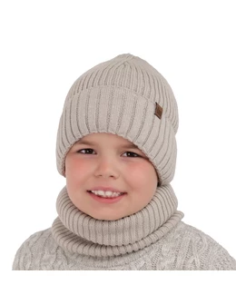 Set caciula cu fular circular Merinos Metis negru