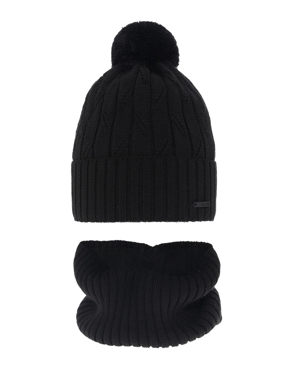 Set caciula cu fular circular Merinos Talar negru