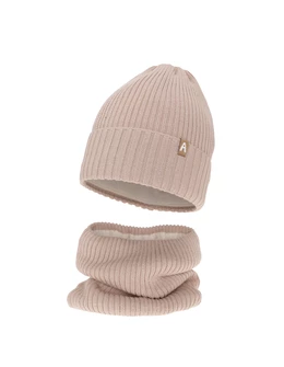 Set caciula cu fular circular Peggy bej